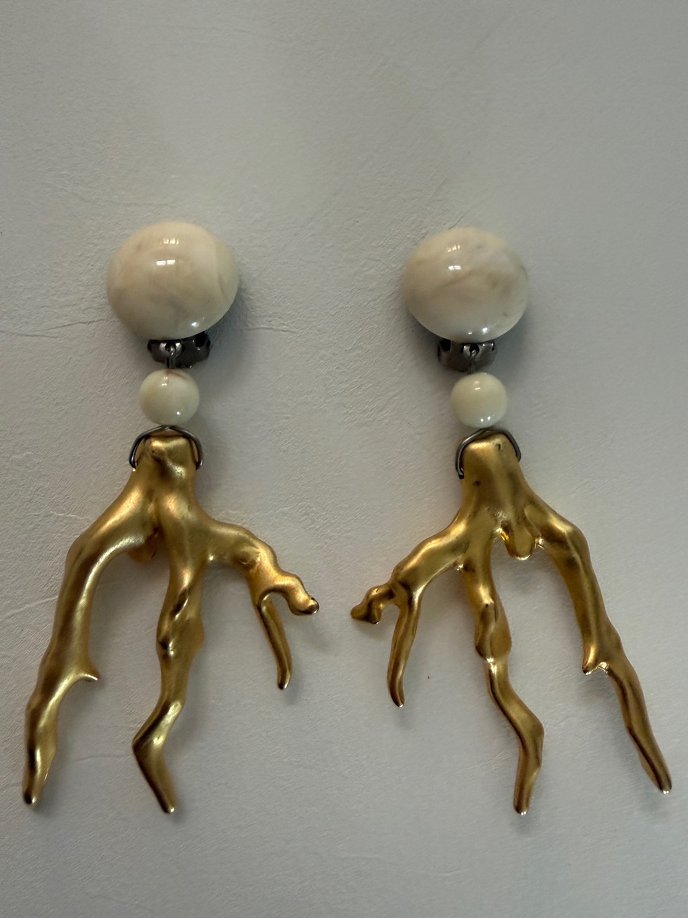 ANGELA CAPUTI Resin Coral Drop Clip-on Earrings